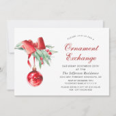 Weihnachtsfeiertag Ornament Exchange Party Einladung (Vorderseite)