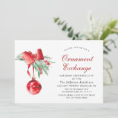 Weihnachtsfeiertag Ornament Exchange Party Einladung (Stehend Vorderseite)