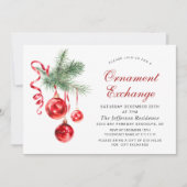 Weihnachtsfeiertag Ornament Exchange Party Einladung (Vorderseite)