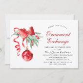 Weihnachtsfeiertag Ornament Exchange Party Einladung (Vorderseite)