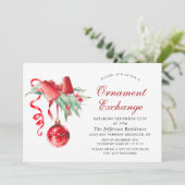 Weihnachtsfeiertag Ornament Exchange Party Einladung (Stehend Vorderseite)