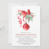 Weihnachtsfeiertag Ornament Exchange Party Einladung (Vorderseite)