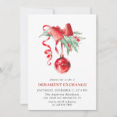 Weihnachtsfeiertag Ornament Exchange Party Einladung (Vorderseite)