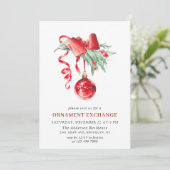 Weihnachtsfeiertag Ornament Exchange Party Einladung (Stehend Vorderseite)