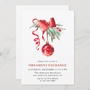 Weihnachtsfeiertag Ornament Exchange Party Einladung