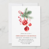 Weihnachtsfeiertag Ornament Exchange Party Einladung (Vorderseite)