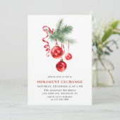 Weihnachtsfeiertag Ornament Exchange Party Einladung (Stehend Vorderseite)