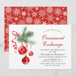Weihnachtsfeiertag Ornament Exchange Party Einladung