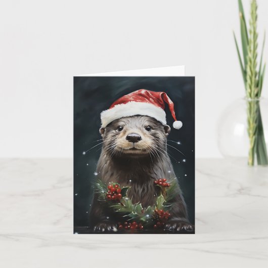 Weihnachtsfeiertag Otter Feiertagskarte (Vorderseite)
