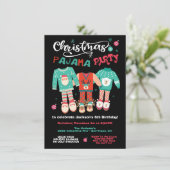 Weihnachtsfeiertag Pajama-Party Einladung (Stehend Vorderseite)