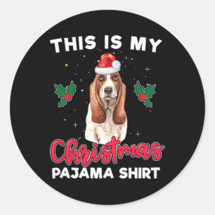 Weihnachtsfeiertag Pajama Santa Hundeliebhaber Ges Runder Aufkleber