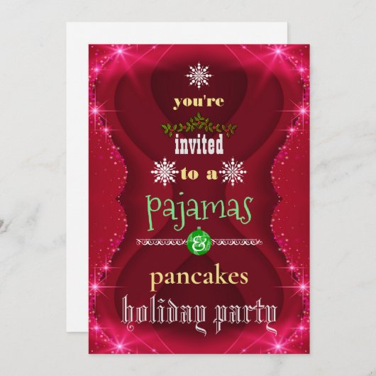 Weihnachtsfeiertag Pajamas & Pancakes Party Einladung (Vorne/Hinten)