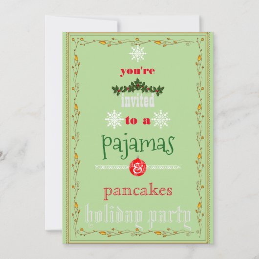 Weihnachtsfeiertag Pajamas & Pancakes Party Einladung (Vorderseite)