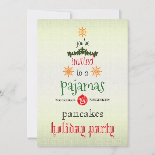 Weihnachtsfeiertag Pajamas & Pancakes Party Einladung (Vorderseite)