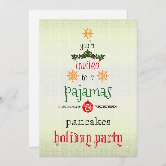 Weihnachtsfeiertag Pajamas & Pancakes Party Einladung (Vorne/Hinten)