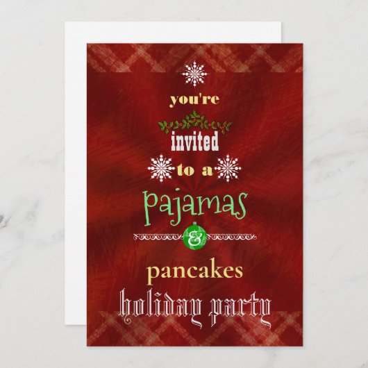 Weihnachtsfeiertag Pajamas & Pancakes Party Einladung (Vorne/Hinten)