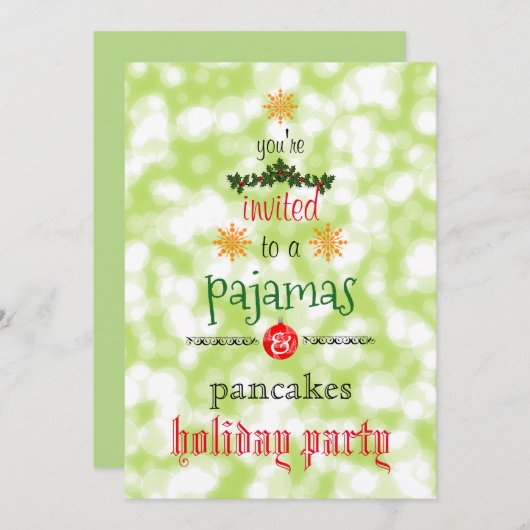 Weihnachtsfeiertag Pajamas & Pancakes Party Einladung (Vorne/Hinten)