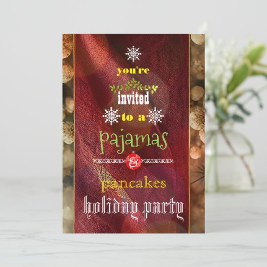 Weihnachtsfeiertag Pajamas & Pancakes Party Einladung (Stehend Vorderseite)