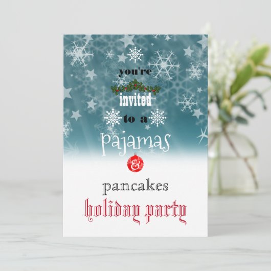 Weihnachtsfeiertag Pajamas & Pancakes Party Einladung (Stehend Vorderseite)