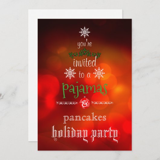 Weihnachtsfeiertag Pajamas & Pancakes Party Einladung (Vorne/Hinten)
