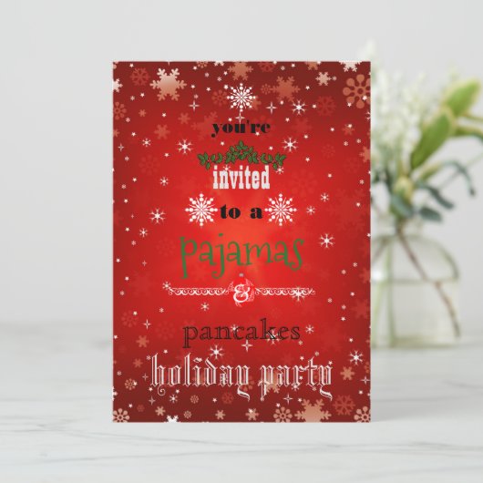 Weihnachtsfeiertag Pajamas & Pancakes Party Einladung (Stehend Vorderseite)