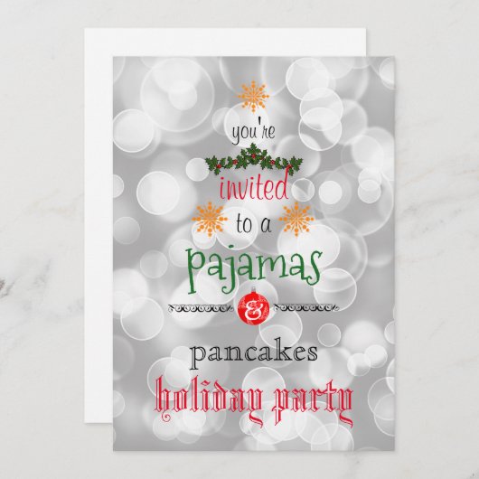 Weihnachtsfeiertag Pajamas & Pancakes Party Einladung (Vorne/Hinten)
