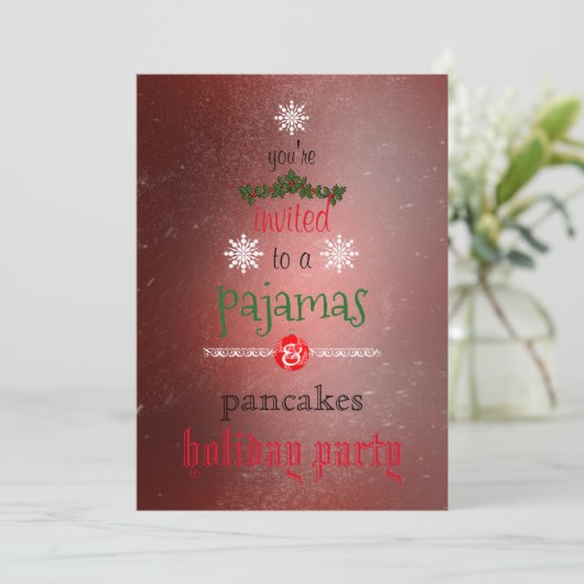 Weihnachtsfeiertag Pajamas & Pancakes Party Einladung (Stehend Vorderseite)