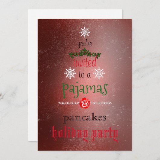Weihnachtsfeiertag Pajamas & Pancakes Party Einladung (Vorne/Hinten)