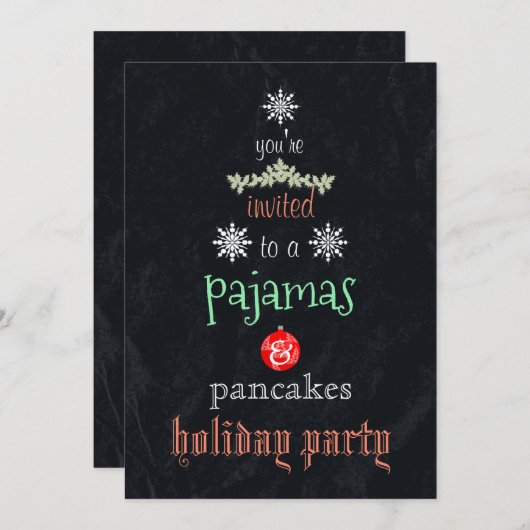 Weihnachtsfeiertag Pajamas & Pancakes Party Einladung (Vorne/Hinten)