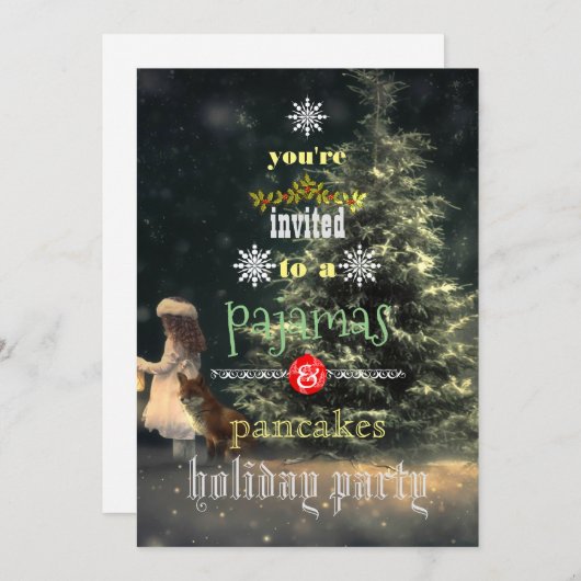 Weihnachtsfeiertag Pajamas & Pancakes Party Einladung (Vorne/Hinten)