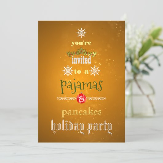 Weihnachtsfeiertag Pajamas & Pancakes Party Einladung (Stehend Vorderseite)