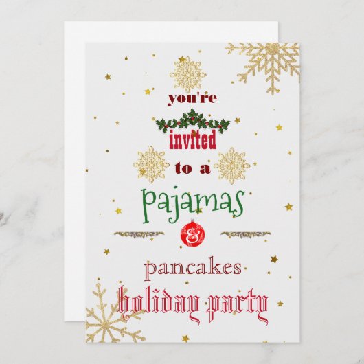 Weihnachtsfeiertag Pajamas & Pancakes Party Einladung (Vorne/Hinten)