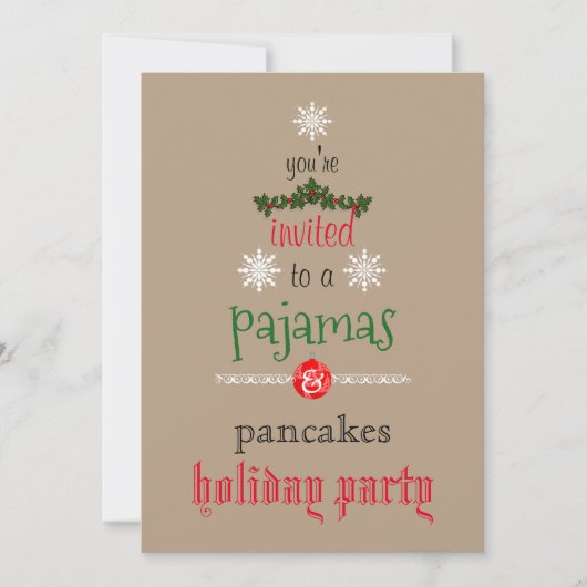 Weihnachtsfeiertag Pajamas & Pancakes Party Einladung (Vorderseite)