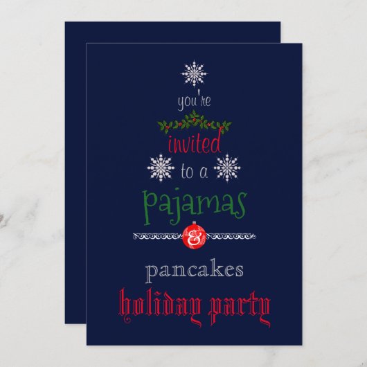 Weihnachtsfeiertag Pajamas & Pancakes Party Einladung (Vorne/Hinten)