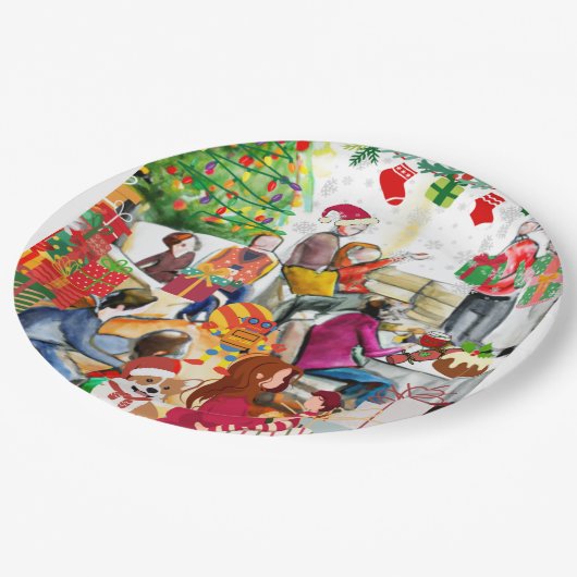 Weihnachtsfeiertag Pappteller (Schrägansicht)