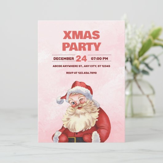 Weihnachtsfeiertag Party Einladung (Stehend Vorderseite)