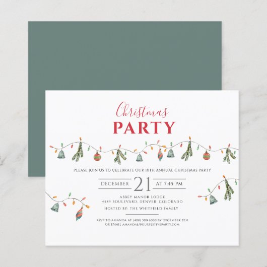 Weihnachtsfeiertag Party Einladung (Vorne/Hinten)