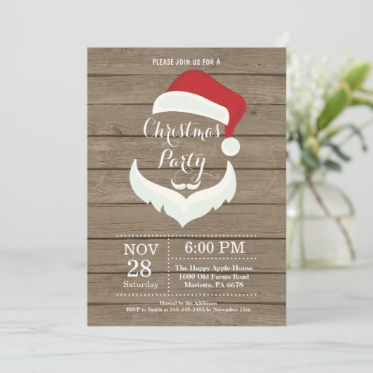 Weihnachtsfeiertag Party Einladung Weihnachtsmann (Stehend Vorderseite)