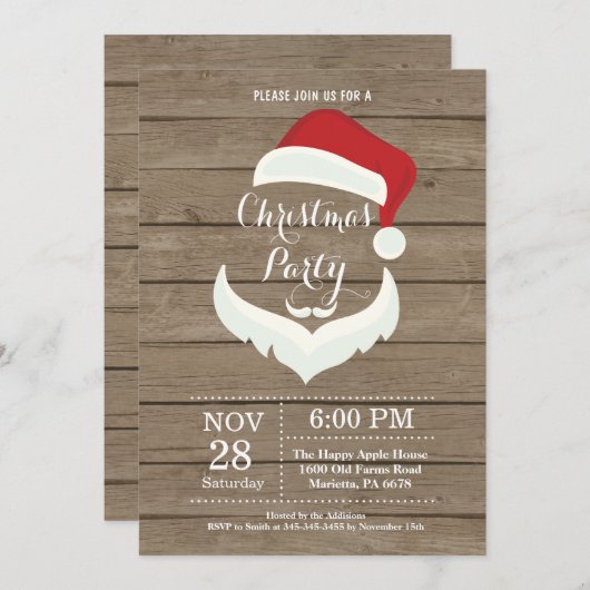 Weihnachtsfeiertag Party Einladung Weihnachtsmann (Vorne/Hinten)