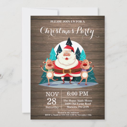 Weihnachtsfeiertag Party Einladung Weihnachtsmann (Vorderseite)