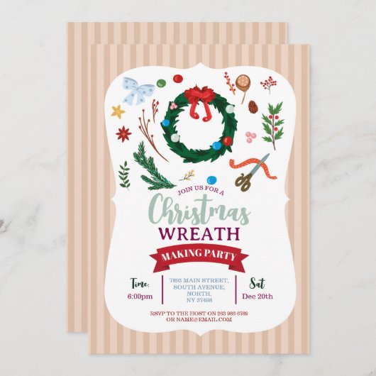 Weihnachtsfeiertag Party Einladung zum Party (Vorne/Hinten)