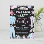 Weihnachtsfeiertag Party PJ Party laden Kinder ein Einladung (Stehend Vorderseite)