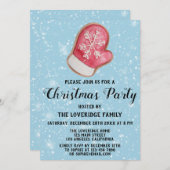 Weihnachtsfeiertag Party Red White Mitten Blue Sno Einladung (Vorne/Hinten)