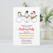 Weihnachtsfeiertag Party Snowmen Jazzband Einladung (Stehend Vorderseite)