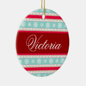 Weihnachtsfeiertag Pattern Individuelle Name Keramik Ornament (Rechts)