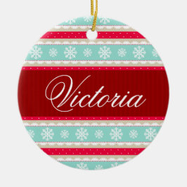Weihnachtsfeiertag Pattern Individuelle Name Keramik Ornament