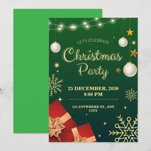 Weihnachtsfeiertag personalisieren einladung (Vorne/Hinten)