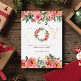 Weihnachtsfeiertag Pink Joy Wreath Botanischer Gar Folieneinladung