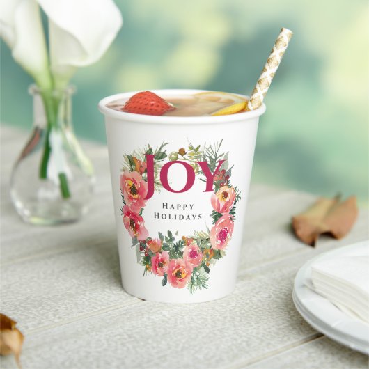 Weihnachtsfeiertag Pink Joy Wreath Botanischer Gar Pappbecher (In Situ)