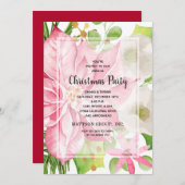 Weihnachtsfeiertag Pink Poinsettia Flora Einladung (Vorne/Hinten)